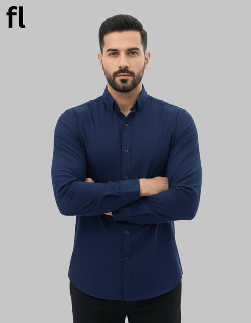 Navy Chambray Casual Shirt